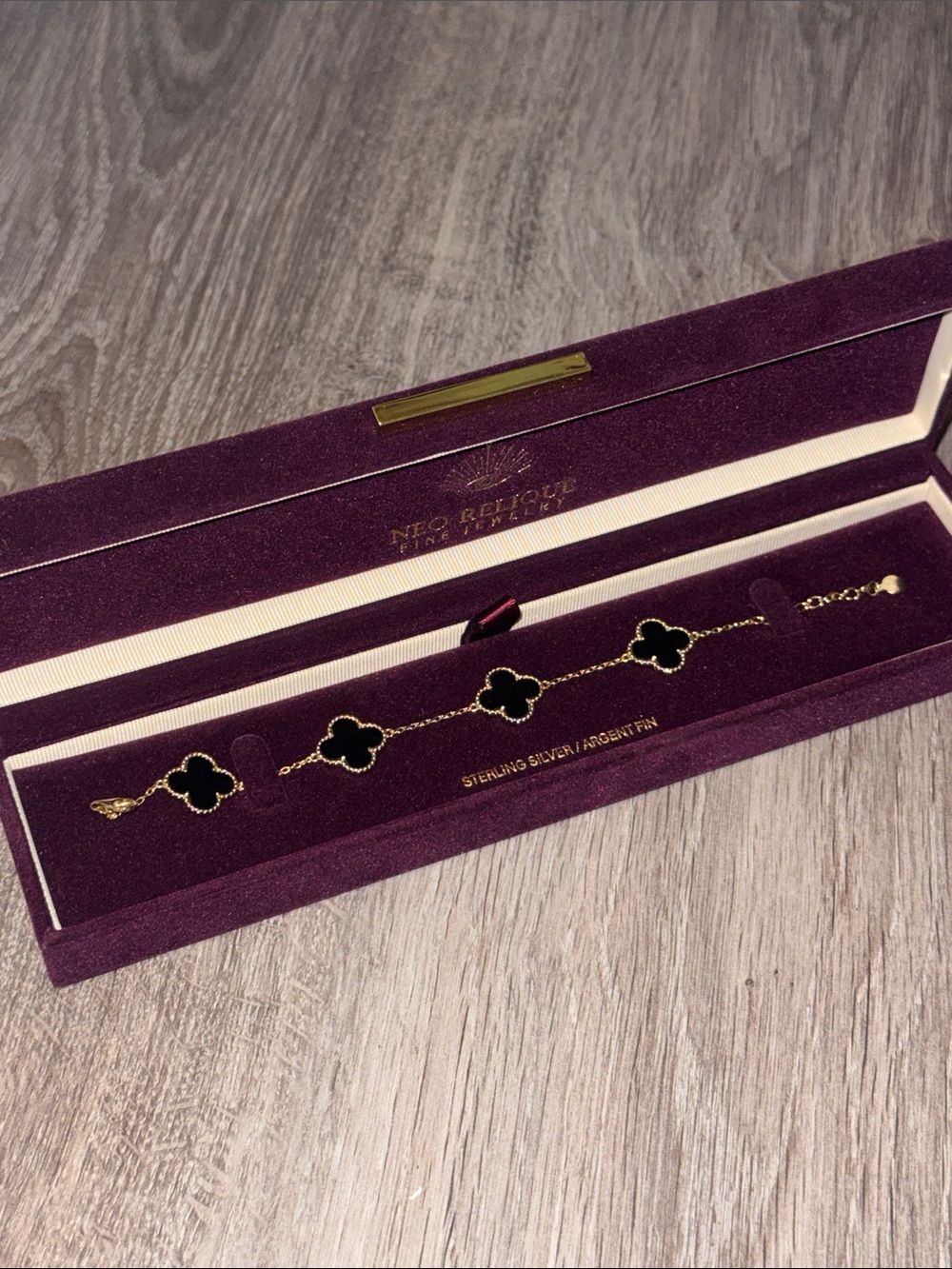Gold & Black Clover Bracelet